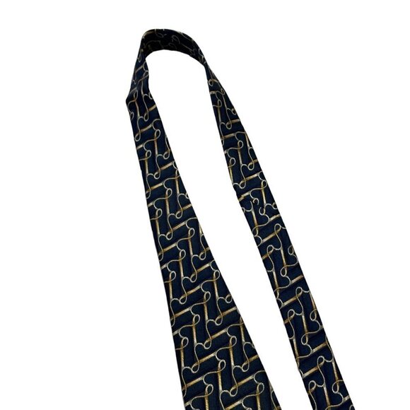 Piattelli Silk Necktie Tie 4 Inches Mens Classic Geometric Blue Gold Office USA - Picture 2 of 12